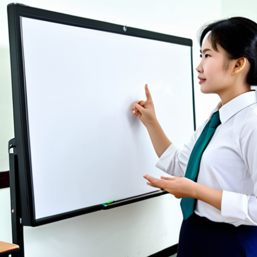 Home 21 ** A professional, fully clothed female teacher in Vietnam, wearing a traditional Áo dài, standing in a modern classroom with digital whiteboards and student desks, safe for work, appropriate content, professional, perfect anatomy, natural pose, well-formed hands, proper finger count, natural body proportions.
**