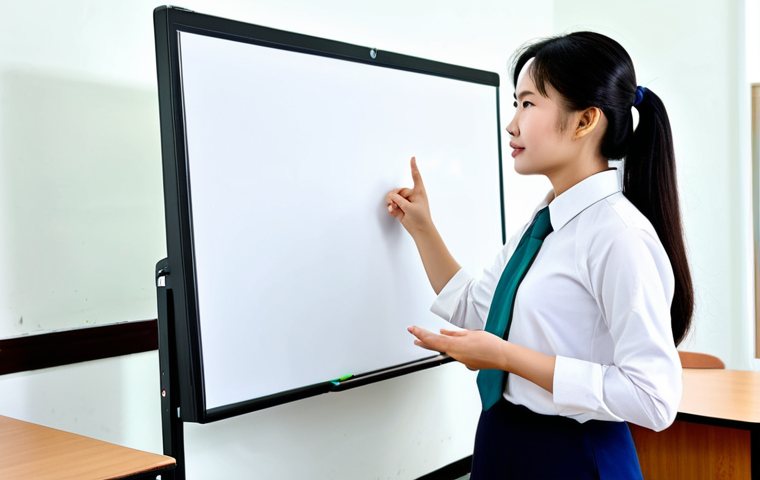 ** A professional, fully clothed female teacher in Vietnam, wearing a traditional Áo dài, standing in a modern classroom with digital whiteboards and student desks, safe for work, appropriate content, professional, perfect anatomy, natural pose, well-formed hands, proper finger count, natural body proportions.
**