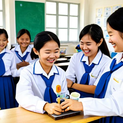 Home 6 디지털 학습에서의 피드백 시스템 - **
A vibrant scene of Vietnamese students collaborating on a STEM project in a modern, well-equippe...