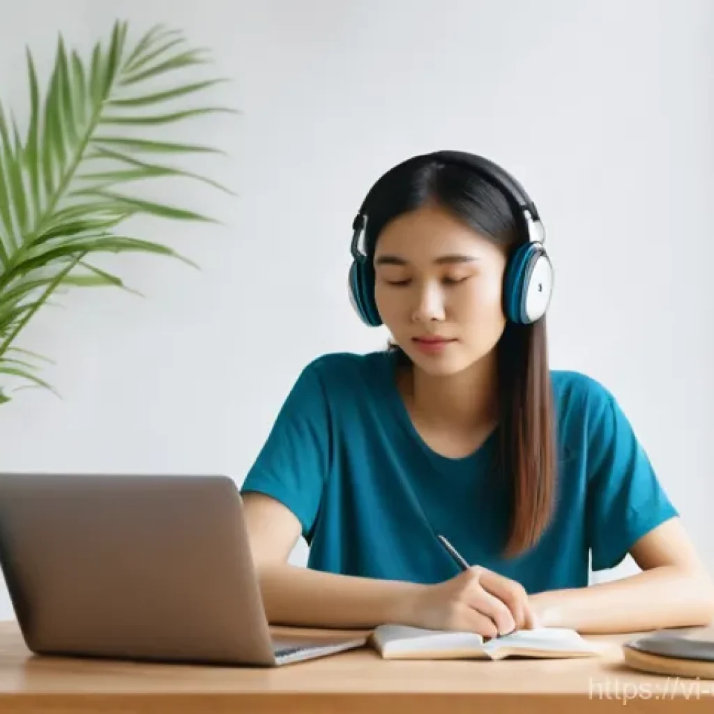 디지털 학습에 대한 전략 - **Prompt 1: Focused Digital Learner in an Ideal Study Space**
A young Vietnamese woman, aged 20-...