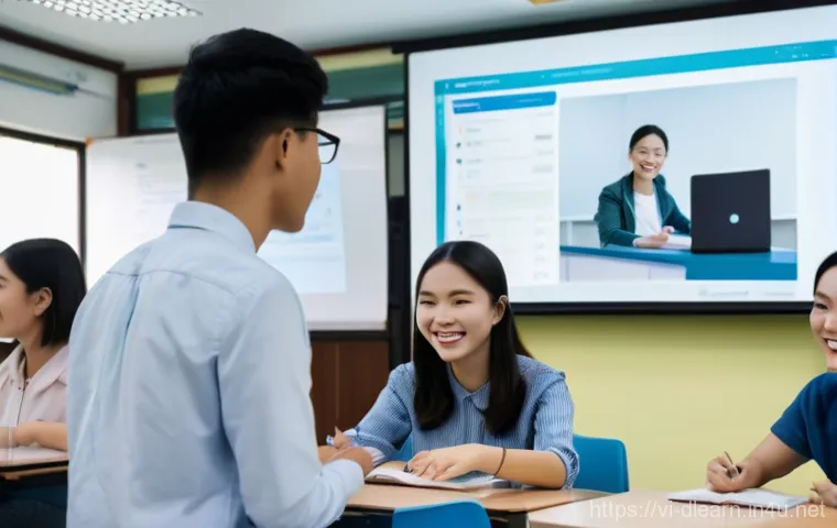 하이브리드 교육 - **A Vietnamese university student studying in a bright, modern cafe.** The student, in their early t... 하이브리드 교육 - **A Vietnamese university student studying in a bright, modern cafe.** The student, in their early t...