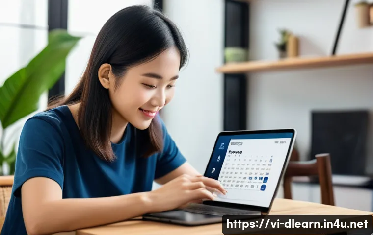 디지털 학습과 직업 교육 - A Vietnamese young adult using a smartphone and laptop simultaneously in a cozy home environment, en...