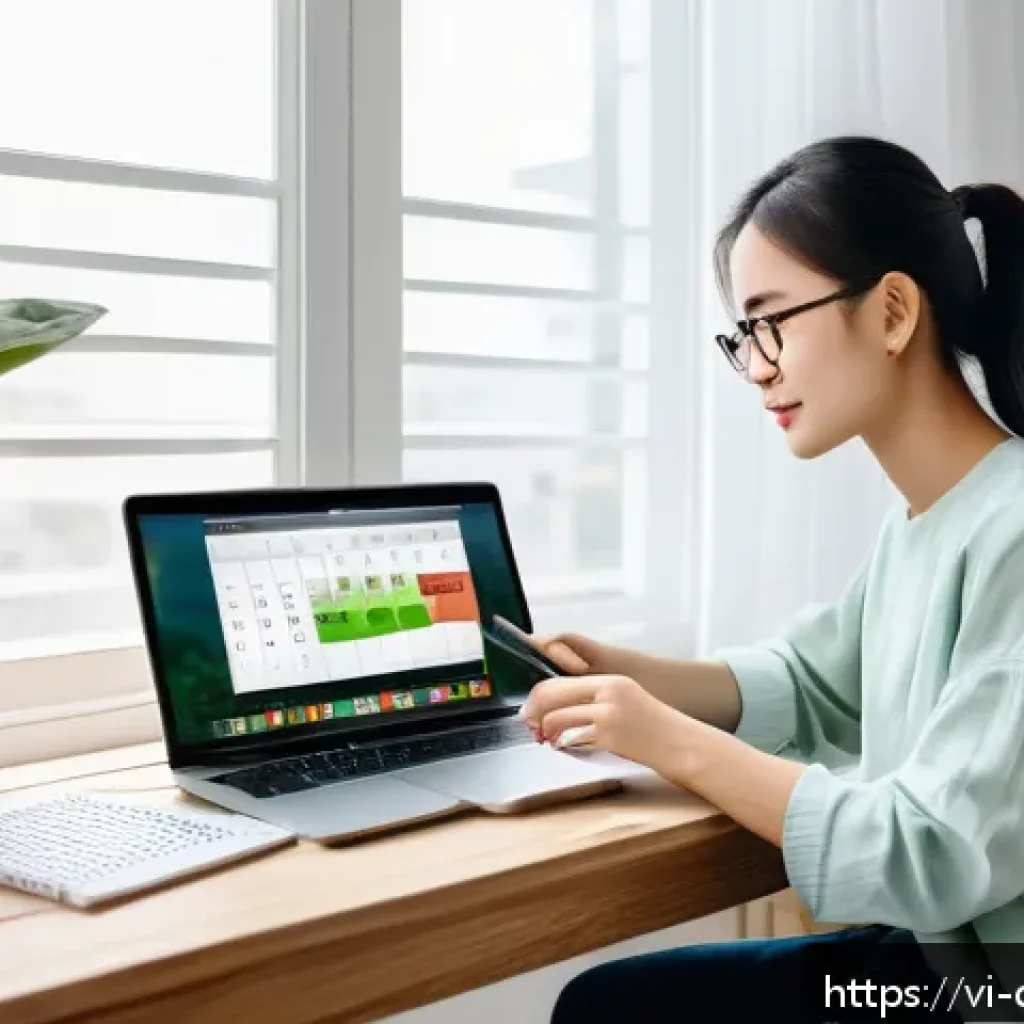 디지털 학습의 개인화된 방법 - A cozy and modern home study corner in a Vietnamese apartment, featuring a young adult wearing casua...